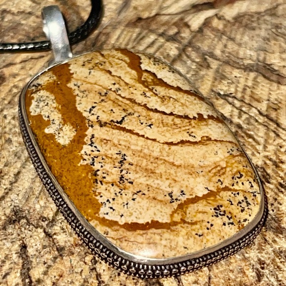 Earthy Picture Jasper Pendant 2 1/4” - Picture 3 of 13